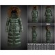 Moncler Vinterfrakke Dame with raccoon fur collar Grøn