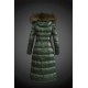 Moncler Vinterfrakke Dame with raccoon fur collar Grøn