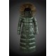 Moncler Vinterfrakke Dame with raccoon fur collar Grøn