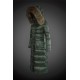 Moncler Vinterfrakke Dame with raccoon fur collar Grøn