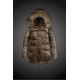 Moncler Vinterfrakke Dame with raccoon fur collar army Grøn