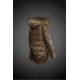 Moncler Vinterfrakke Dame with raccoon fur collar army Grøn