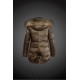 Moncler Vinterfrakke Dame with raccoon fur collar army Grøn