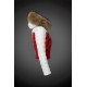 Moncler Dunjakker Dame with raccoon fur collar Hvid Rød