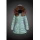 Moncler Vinterfrakke Dame with raccoon fur collar Grøn