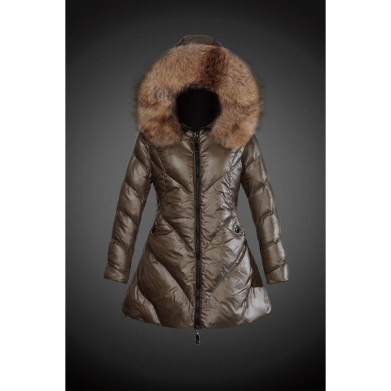 Moncler Vinterfrakke Dame with raccoon fur collar amy Grøn