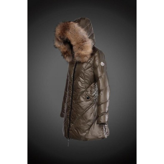 Moncler Vinterfrakke Dame with raccoon fur collar amy Grøn