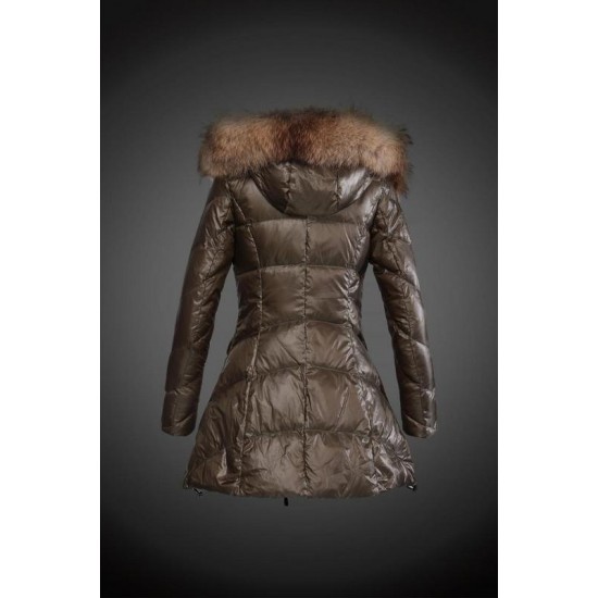 Moncler Vinterfrakke Dame with raccoon fur collar amy Grøn