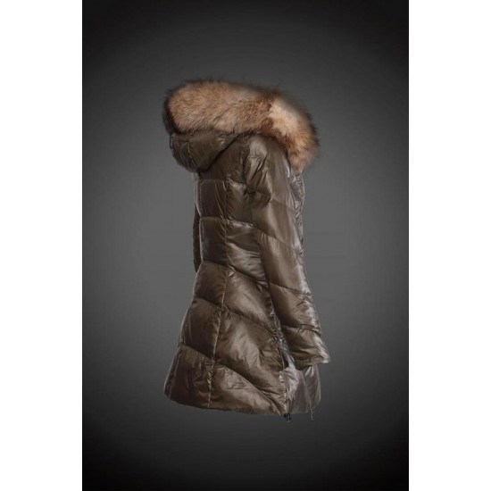 Moncler Vinterfrakke Dame with raccoon fur collar amy Grøn