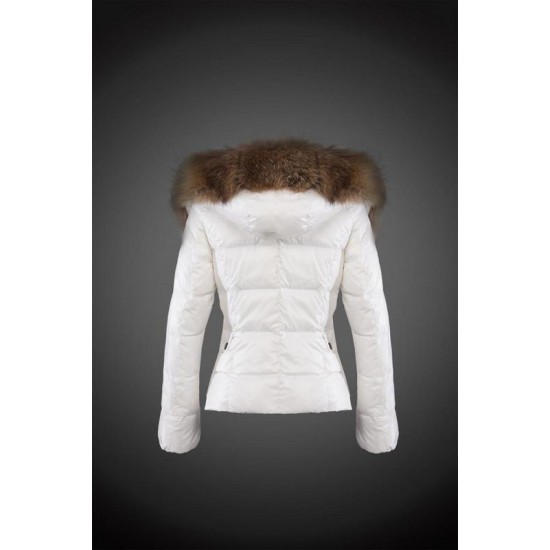 Moncler Dunjakker Dame with raccoon fur collar Hvid