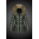 Moncler Vinterfrakke Dame with raccoon fur collar army Grøn