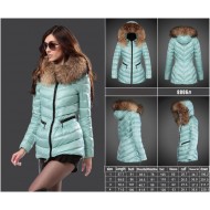 Moncler Vinterfrakke Dame with raccoon fur collar mint Grøn