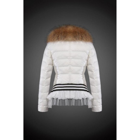 Moncler Dunjakker Dame with raccoon fur collar Hvid