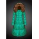 Moncler Vinterfrakke Dame with raccoon fur collar Grøn