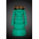 Moncler Vinterfrakke Dame with raccoon fur collar Grøn