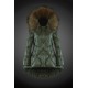 Moncler Vinterjakke Dame with raccoon fur collar army Grøn