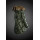 Moncler Vinterjakke Dame with raccoon fur collar army Grøn