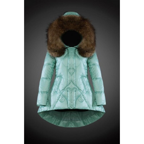 Moncler Vinterjakke Dame with raccoon fur collar Grøn