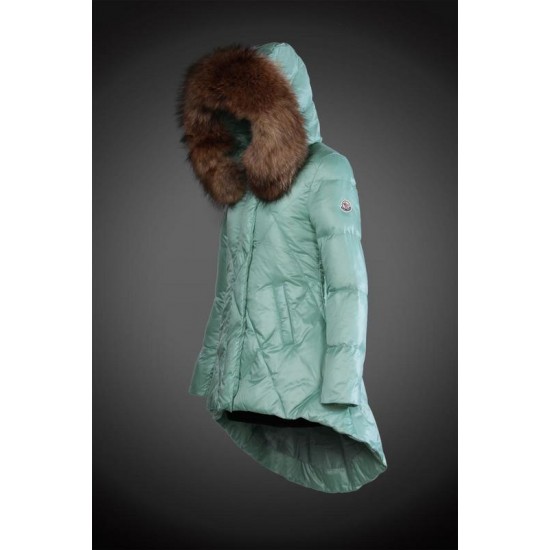 Moncler Vinterjakke Dame with raccoon fur collar Grøn