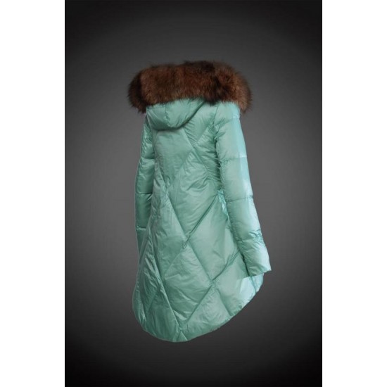 Moncler Vinterjakke Dame with raccoon fur collar Grøn