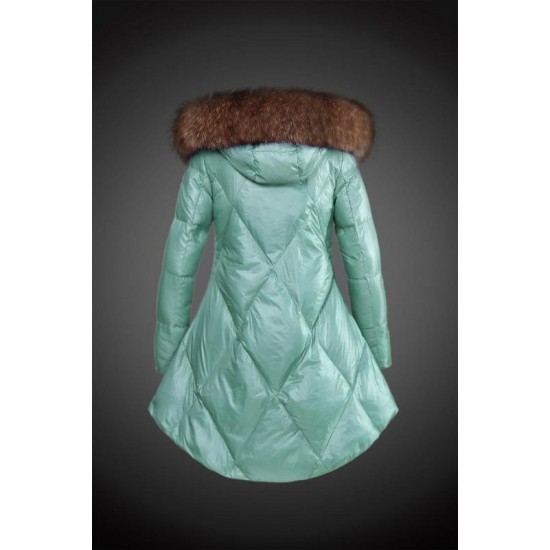 Moncler Vinterjakke Dame with raccoon fur collar Grøn