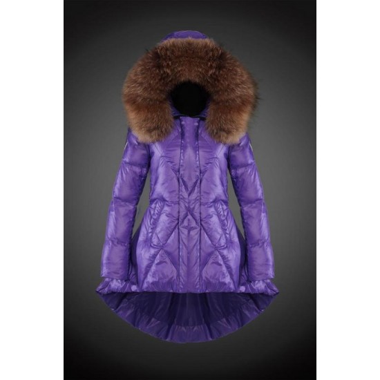 Moncler Vinterjakke Dame with raccoon fur collar Lilla