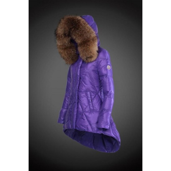 Moncler Vinterjakke Dame with raccoon fur collar Lilla