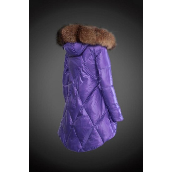 Moncler Vinterjakke Dame with raccoon fur collar Lilla