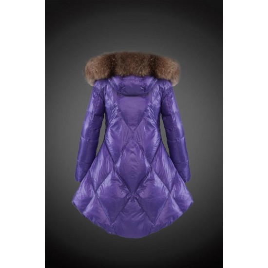 Moncler Vinterjakke Dame with raccoon fur collar Lilla