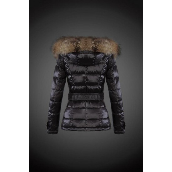 Moncler Dunjakker Dame with raccoon fur collar Sort