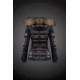 Moncler Dunjakker Dame with raccoon fur collar Sort