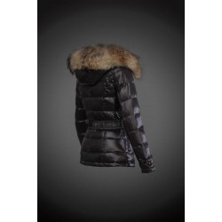 Moncler Dunjakker Dame with raccoon fur collar Sort