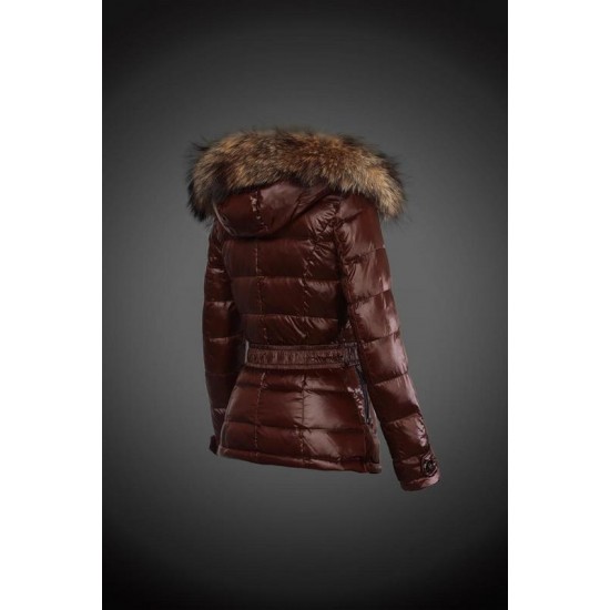 Moncler Dunjakker Dame with raccoon fur collar Brun