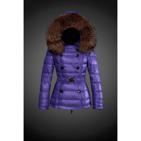 Moncler Dunjakker Dame with raccoon fur collar Lilla