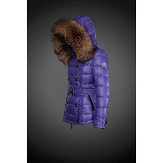 Moncler Dunjakker Dame with raccoon fur collar Lilla