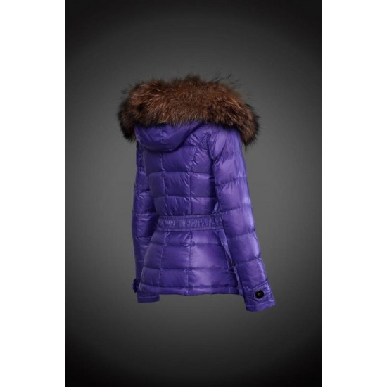 Moncler Dunjakker Dame with raccoon fur collar Lilla