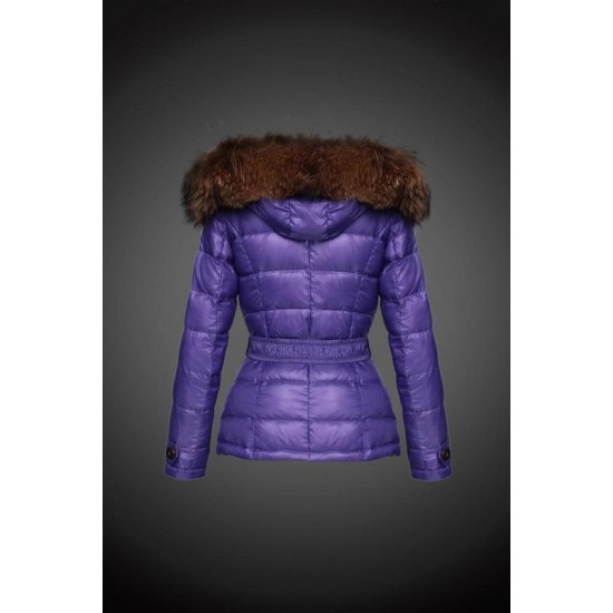 Moncler Dunjakker Dame with raccoon fur collar Lilla