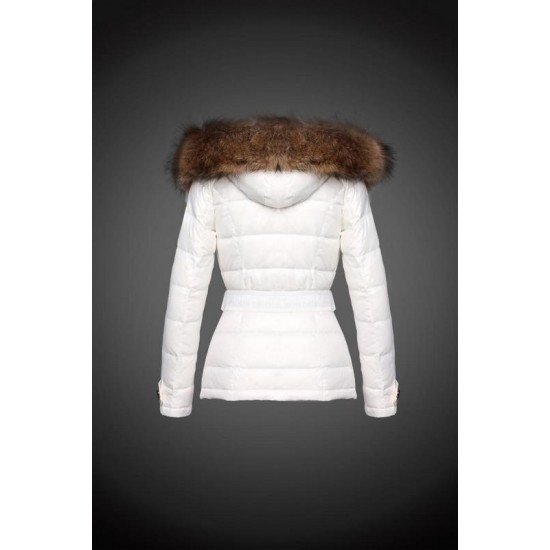 Moncler Dunjakker Dame with raccoon fur collar Hvid