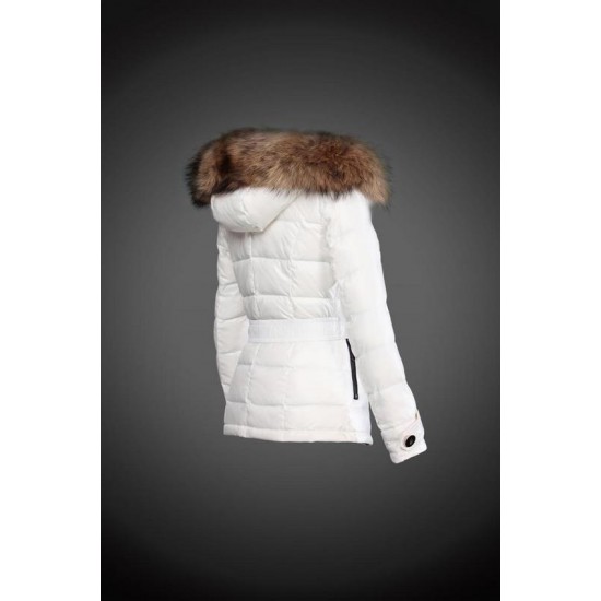 Moncler Dunjakker Dame with raccoon fur collar Hvid