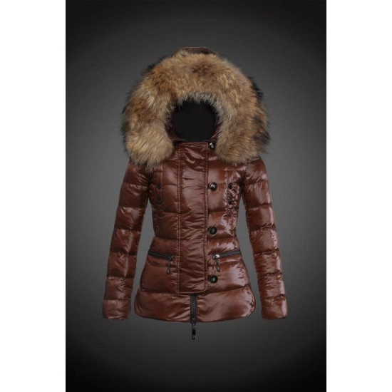 Moncler Dunjakker Dame with raccoon fur collar Brun