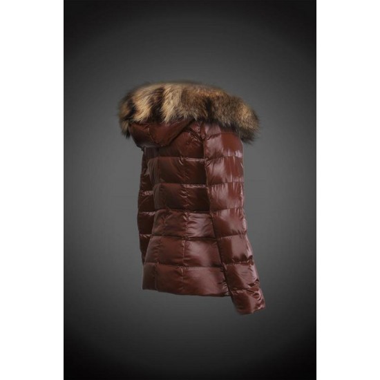 Moncler Dunjakker Dame with raccoon fur collar Brun