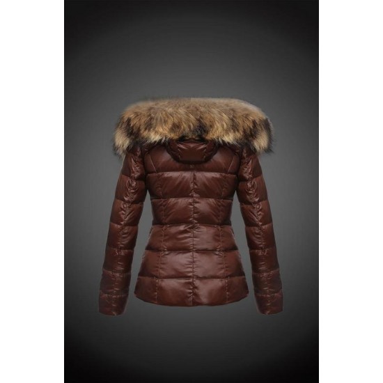 Moncler Dunjakker Dame with raccoon fur collar Brun