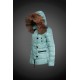 Moncler Dunjakker Dame with raccoon fur collar Grøn