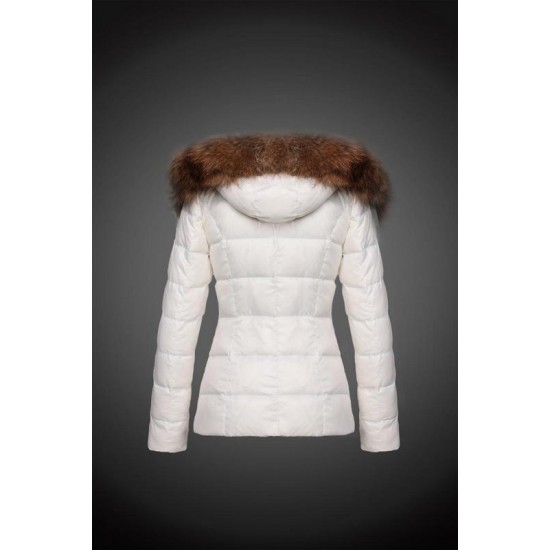 Moncler Dunjakker Dame with raccoon fur collar Hvid