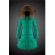 Moncler Vinterfrakke Dame with raccoon fur collar Grøn