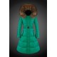 Moncler Vinterfrakke Dame with raccoon fur collar Grøn