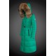 Moncler Vinterfrakke Dame with raccoon fur collar Grøn