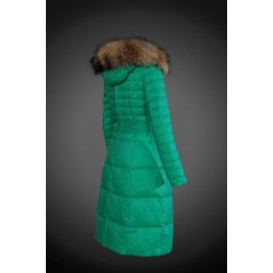 Moncler Vinterfrakke Dame with raccoon fur collar Grøn