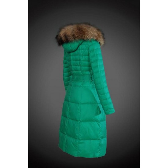 Moncler Vinterfrakke Dame with raccoon fur collar Grøn