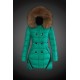 Moncler Vinterfrakke Dame with raccoon fur collar Grøn